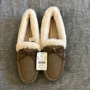 J.Crew Brown Faux Fur Lined Moccasins